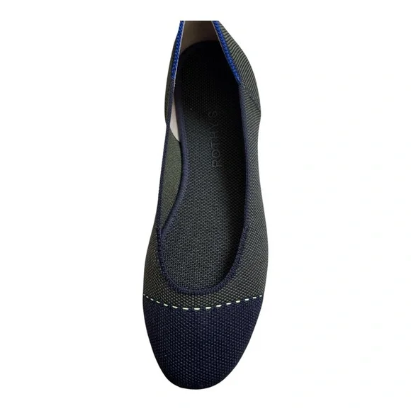 New Rothy’s The Flat Almond Toe Flats – Highland Captoe (Olive/Navy) – Size 8.5 - Picture 2 of 6